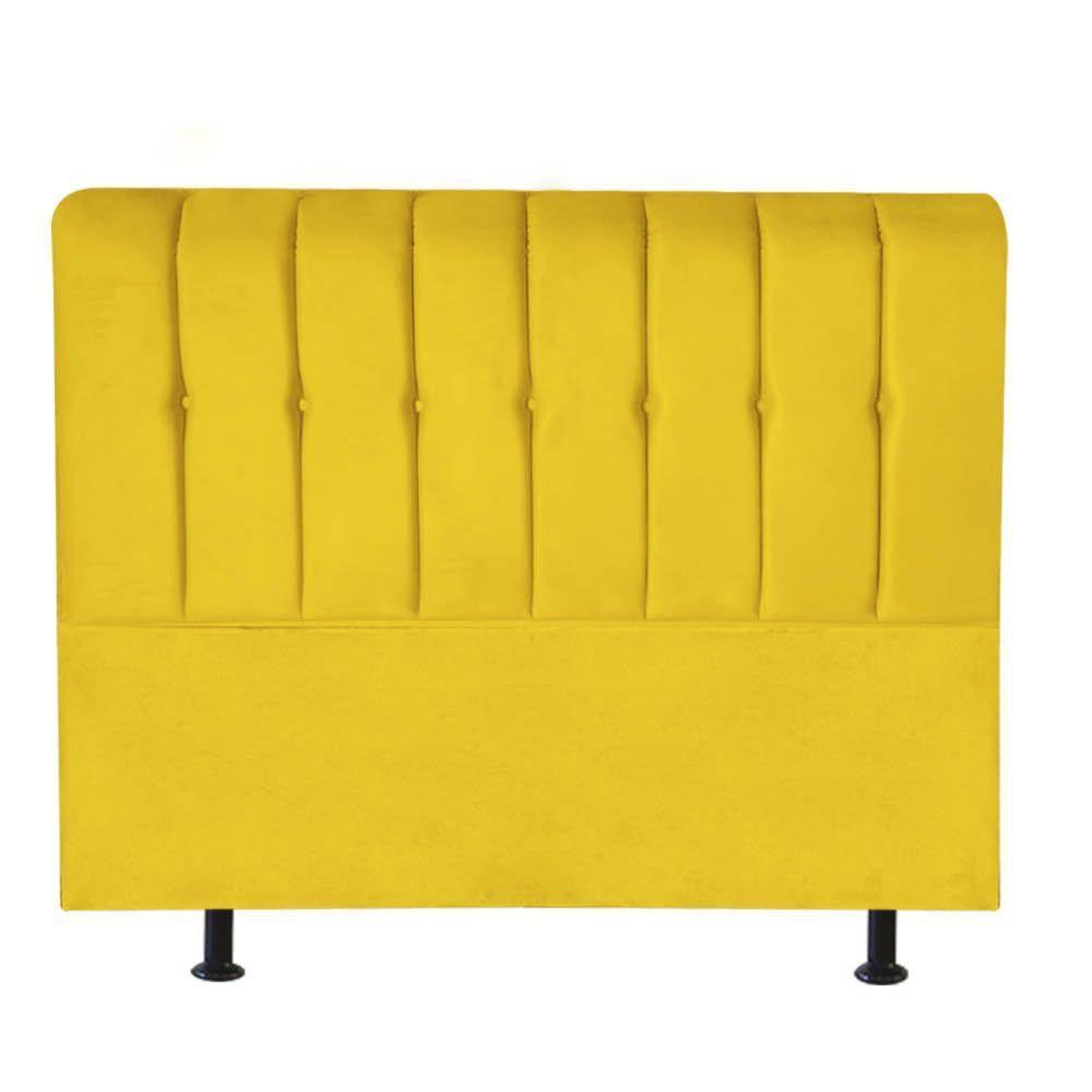 Cabeceira Estofada Kiara 160cm Queen Size Box Quarto Suede Amarelo - Gat Magazine - 3