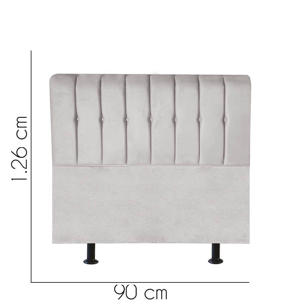 Cabeceira Estofada Kiara 90cm Solteiro Box Quarto Suede Cinza Claro - Gat Magazine - 2