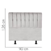 Cabeceira Estofada Kiara 90cm Solteiro Box Quarto Suede Cinza Claro - Gat Magazine - 2
