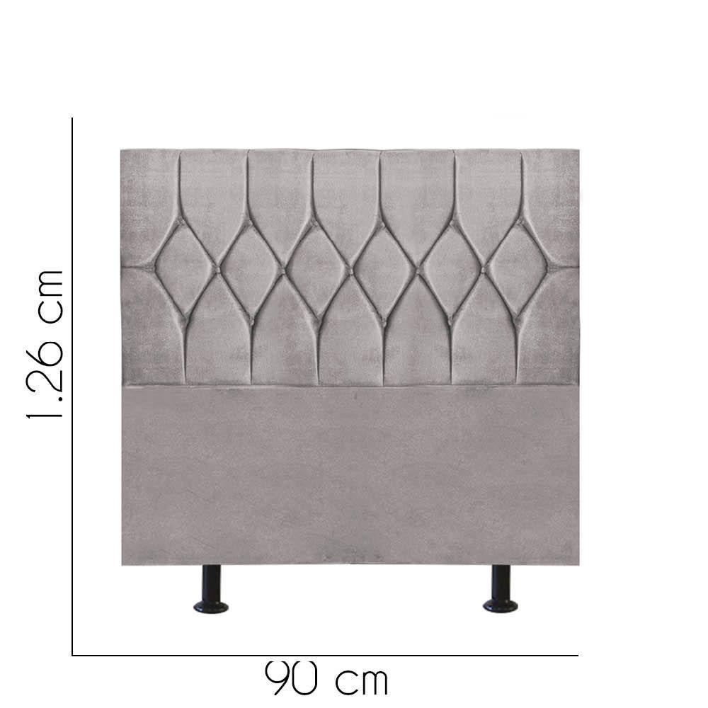 Cabeceira Estofada Istambul Capitonê 90cm Solteiro Box Quarto Suede Cinza Claro - Gat Magazine - 2