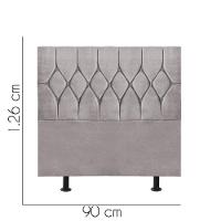Cabeceira Estofada Istambul Capitonê 90cm Solteiro Box Quarto Suede Cinza Claro - Gat Magazine - 2