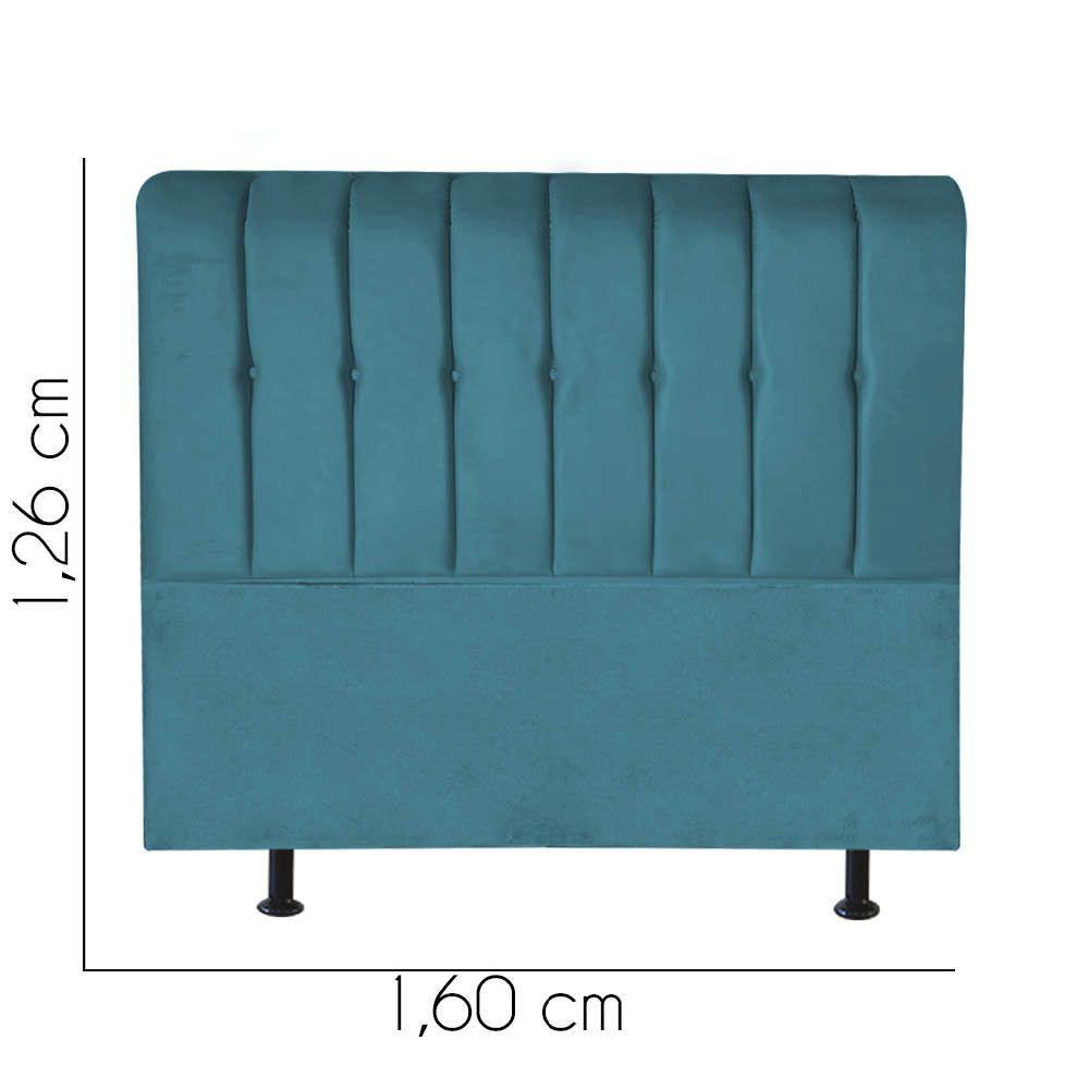 Cabeceira Estofada Kiara 160cm Queen Size Box Quarto Suede Azul Turquesa - Gat Magazine - 2
