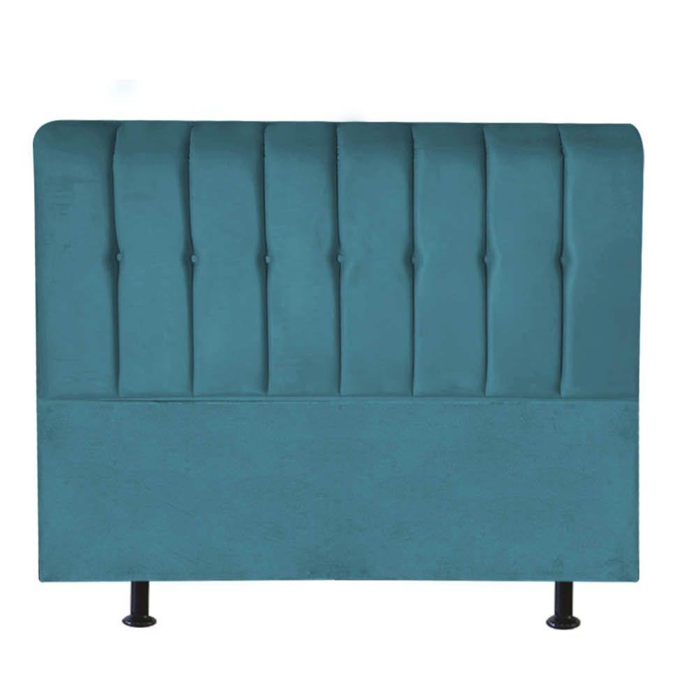 Cabeceira Estofada Kiara 160cm Queen Size Box Quarto Suede Azul Turquesa - Gat Magazine - 3