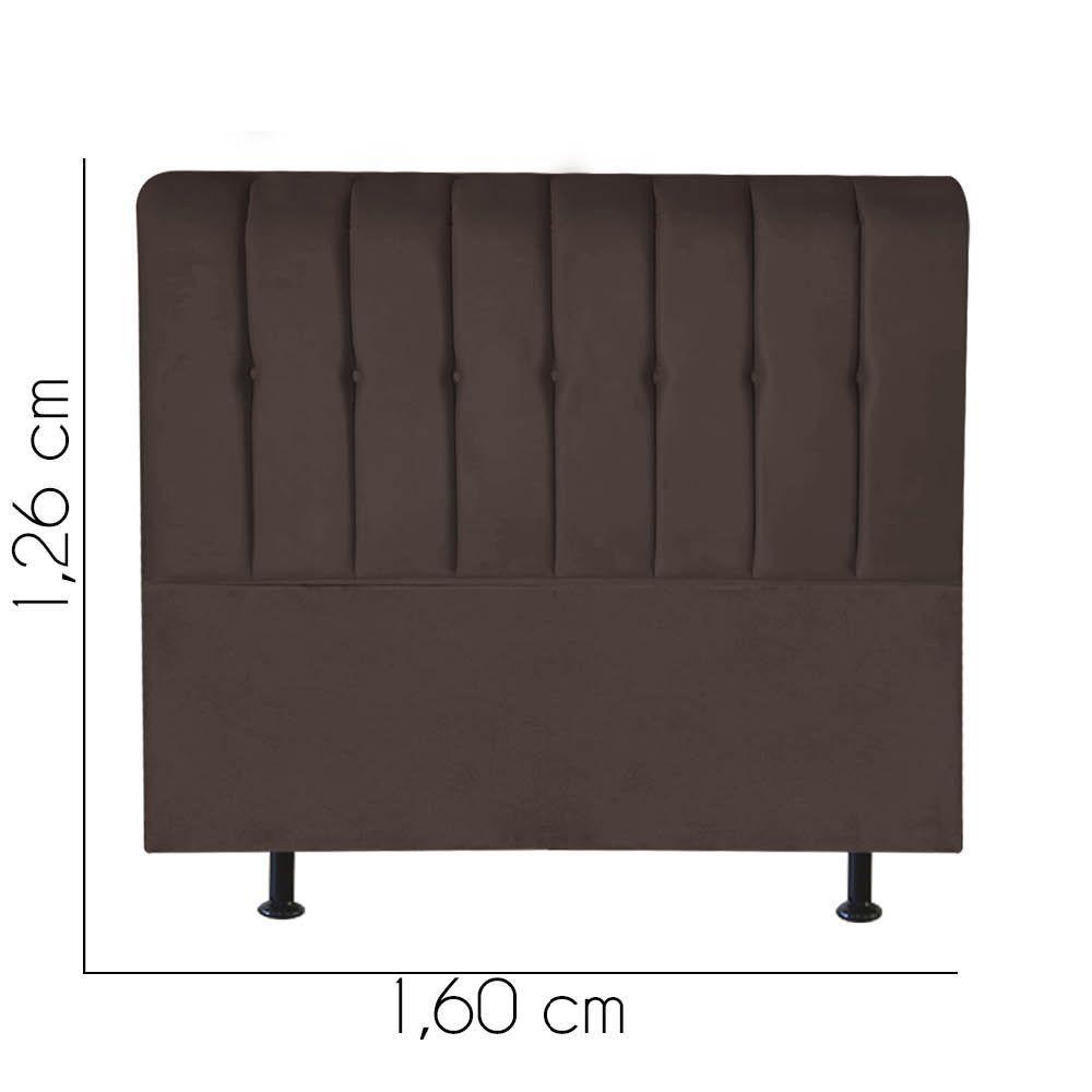 Cabeceira Estofada Kiara 160cm Queen Size Box Quarto Suede Marrom - Gat Magazine - 2