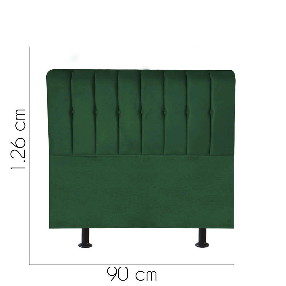 Cabeceira Estofada Kiara 90cm Solteiro Box Quarto Suede Verde - Gat Magazine - 2