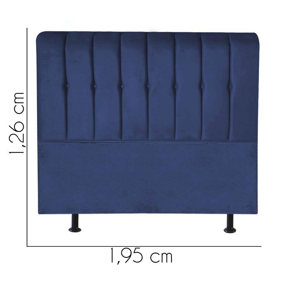 Cabeceira Estofada Kiara 195cm King Size Box Quarto Suede Azul Marinho - Gat Magazine - 2