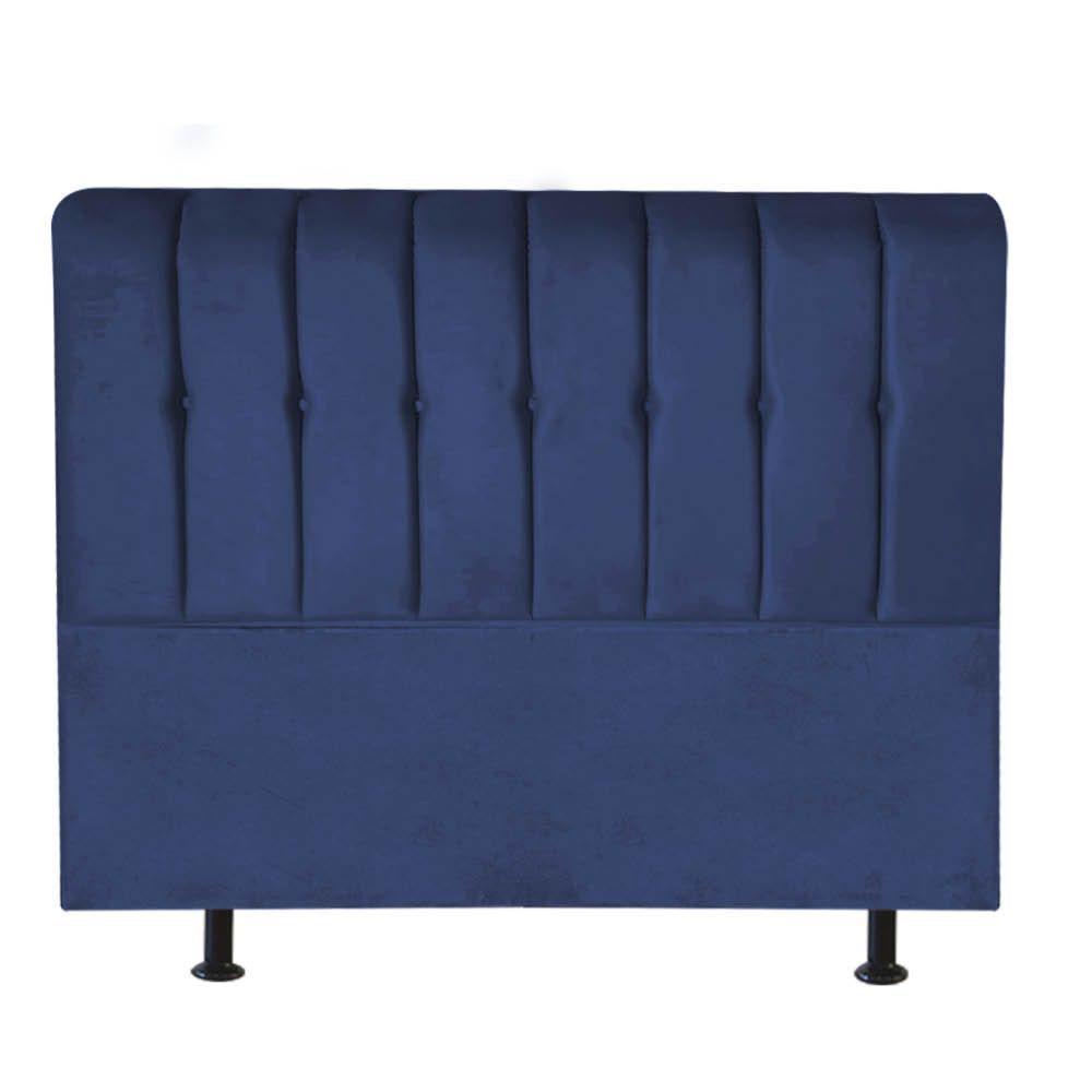 Cabeceira Estofada Kiara 195cm King Size Box Quarto Suede Azul Marinho - Gat Magazine - 3