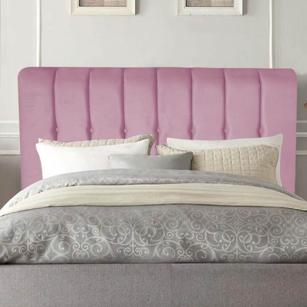 Cabeceira Estofada Kiara 195cm King Size Box Quarto Suede Rosa Bebê - Gat Magazine - 1