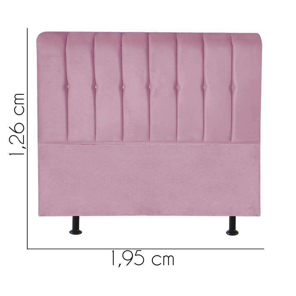 Cabeceira Estofada Kiara 195cm King Size Box Quarto Suede Rosa Bebê - Gat Magazine - 2
