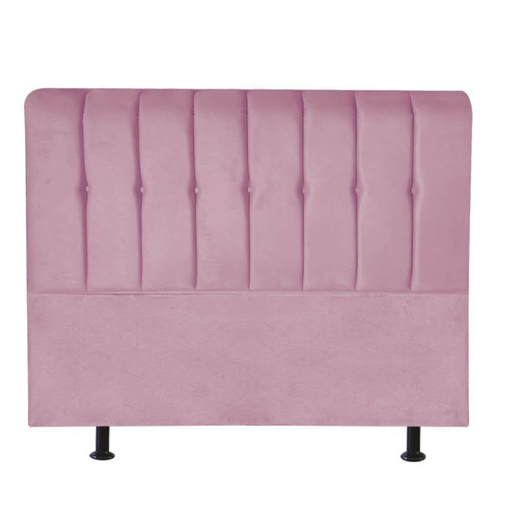 Cabeceira Estofada Kiara 195cm King Size Box Quarto Suede Rosa Bebê - Gat Magazine - 3