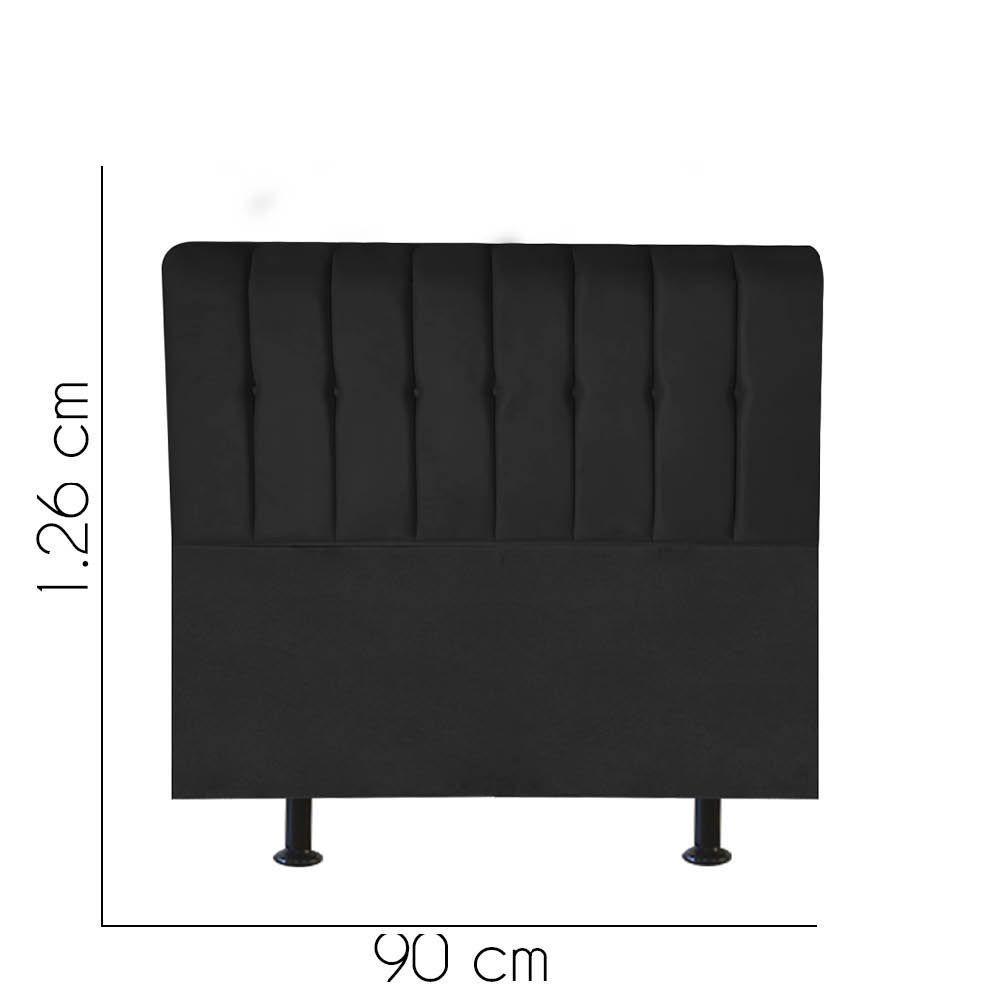 Cabeceira Estofada Kiara 90cm Solteiro Box Quarto Suede Preto - Gat Magazine - 2