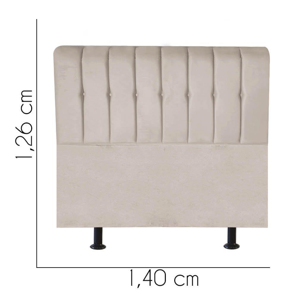 Cabeceira Estofada Kiara 140cm Casal Box Quarto Suede Bege - Gat Magazine - 2