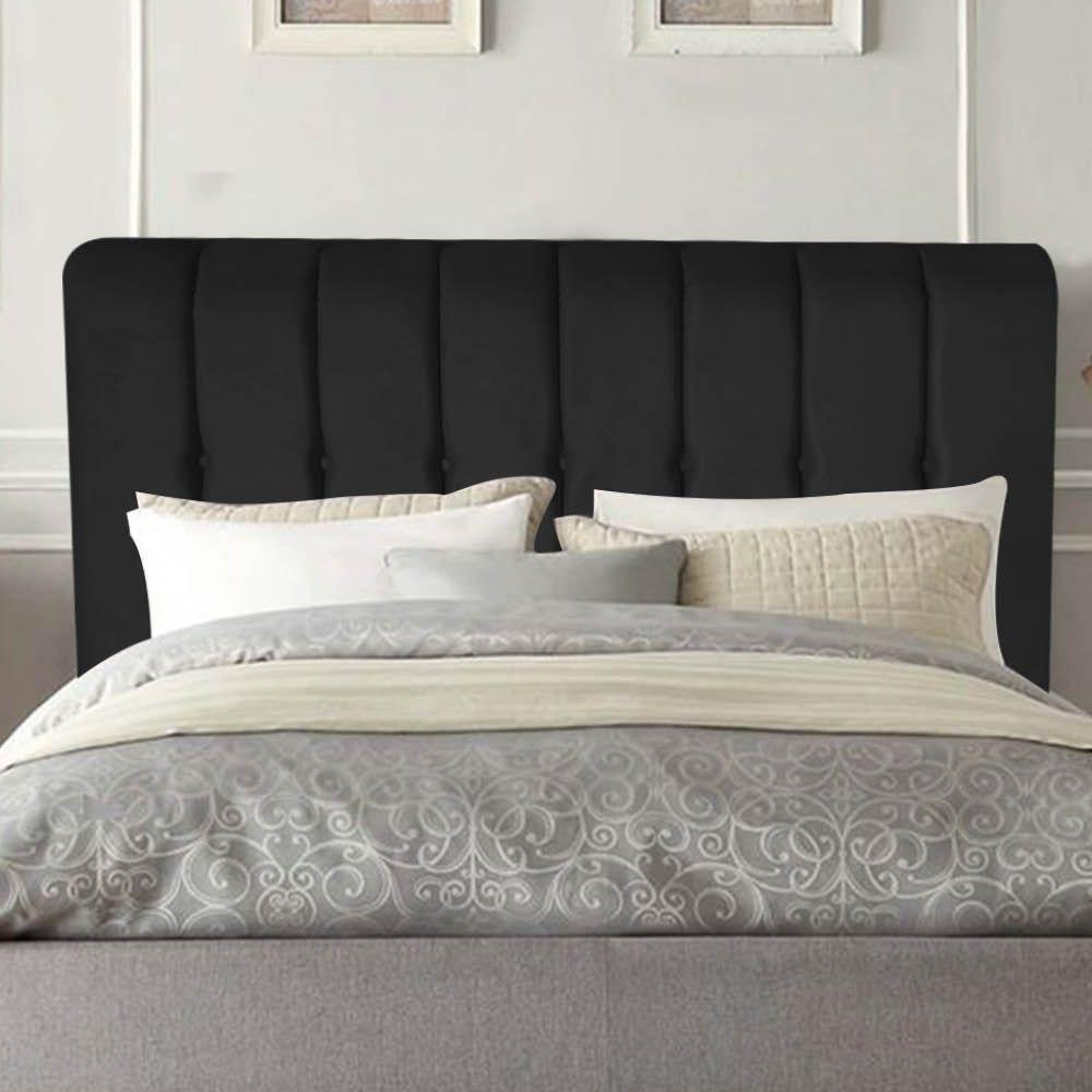 Cabeceira Estofada Kiara 160cm Queen Size Box Quarto Suede Preto - Gat Magazine - 1