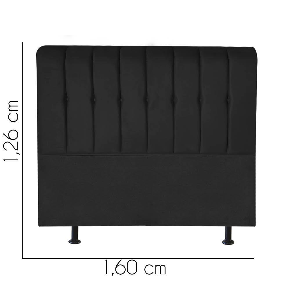 Cabeceira Estofada Kiara 160cm Queen Size Box Quarto Suede Preto - Gat Magazine - 2