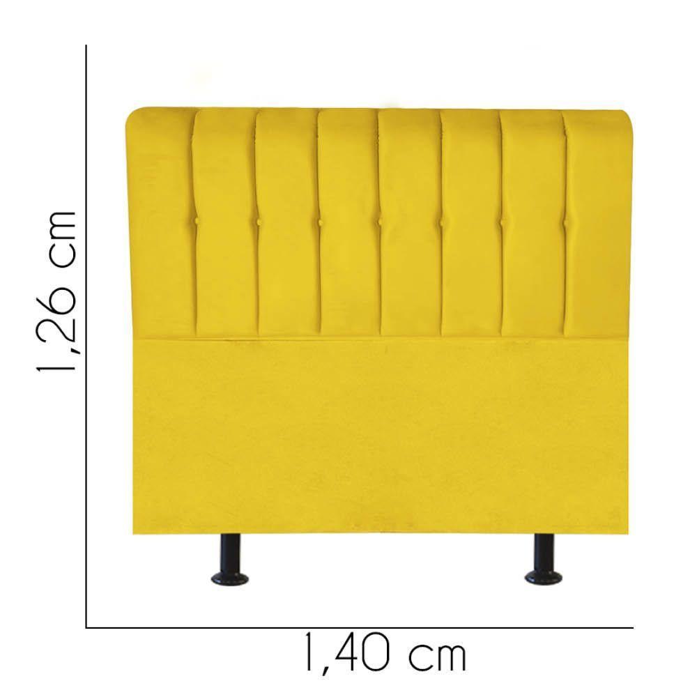 Cabeceira Estofada Kiara 140cm Casal Box Quarto Suede Amarelo - Gat Magazine - 2