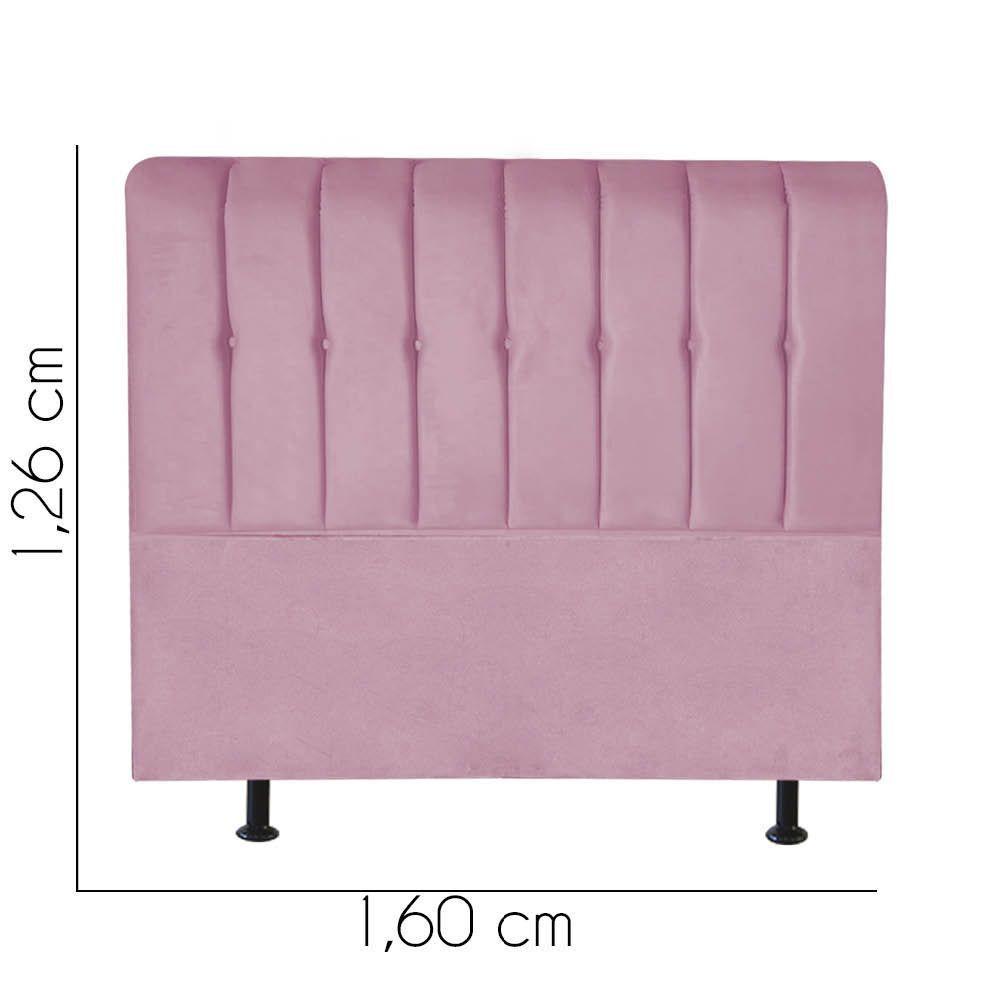 Cabeceira Estofada Kiara 160cm Queen Size Box Quarto Suede Rosa Bebê - Gat Magazine - 2