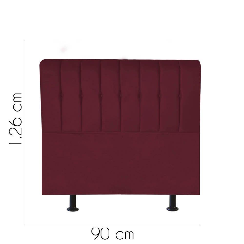 Cabeceira Estofada Kiara 90cm Solteiro Box Quarto Suede Bordô - Gat Magazine - 2