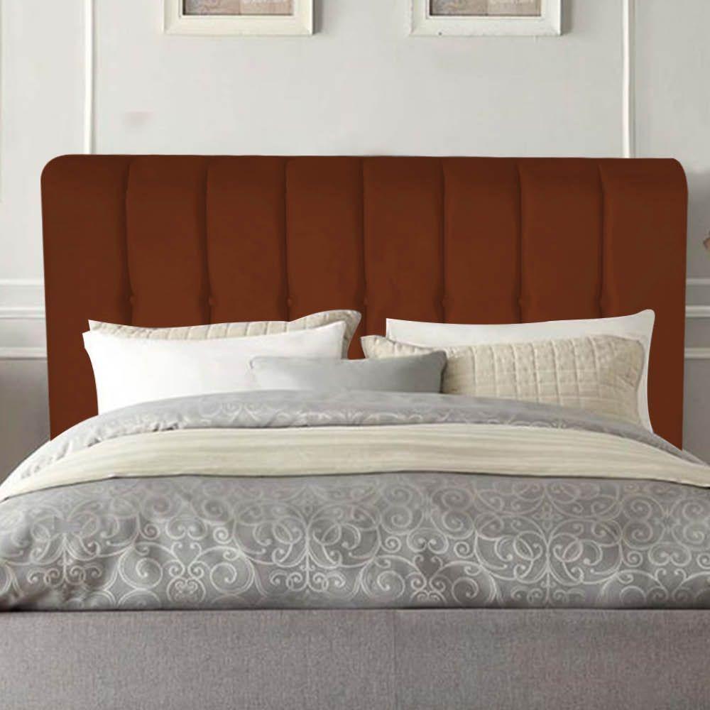 Cabeceira Estofada Kiara 160cm Queen Size Box Quarto Suede Terracota Telha - Gat Magazine - 1