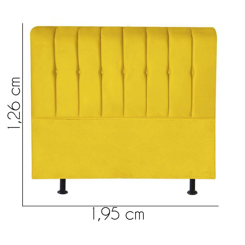 Cabeceira Estofada Kiara 195cm King Size Box Quarto Suede Amarelo - Gat Magazine - 2