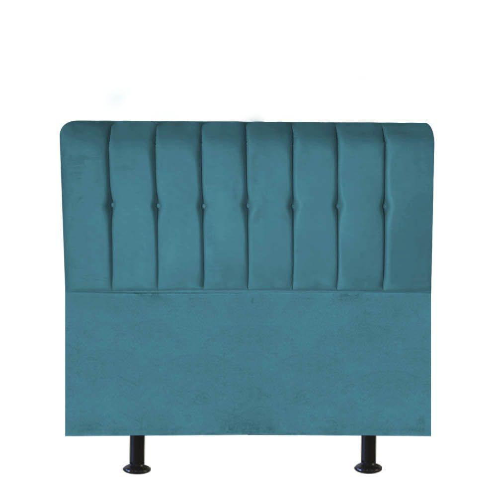 Cabeceira Estofada Kiara 90cm Solteiro Box Quarto Suede Azul Turquesa - Gat Magazine - 1