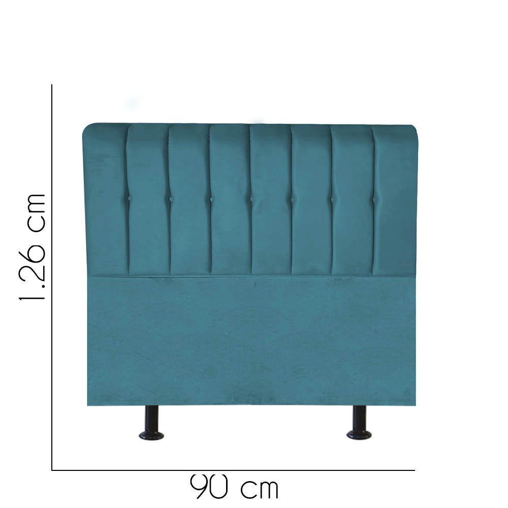 Cabeceira Estofada Kiara 90cm Solteiro Box Quarto Suede Azul Turquesa - Gat Magazine - 2