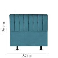 Cabeceira Estofada Kiara 90cm Solteiro Box Quarto Suede Azul Turquesa - Gat Magazine - 2