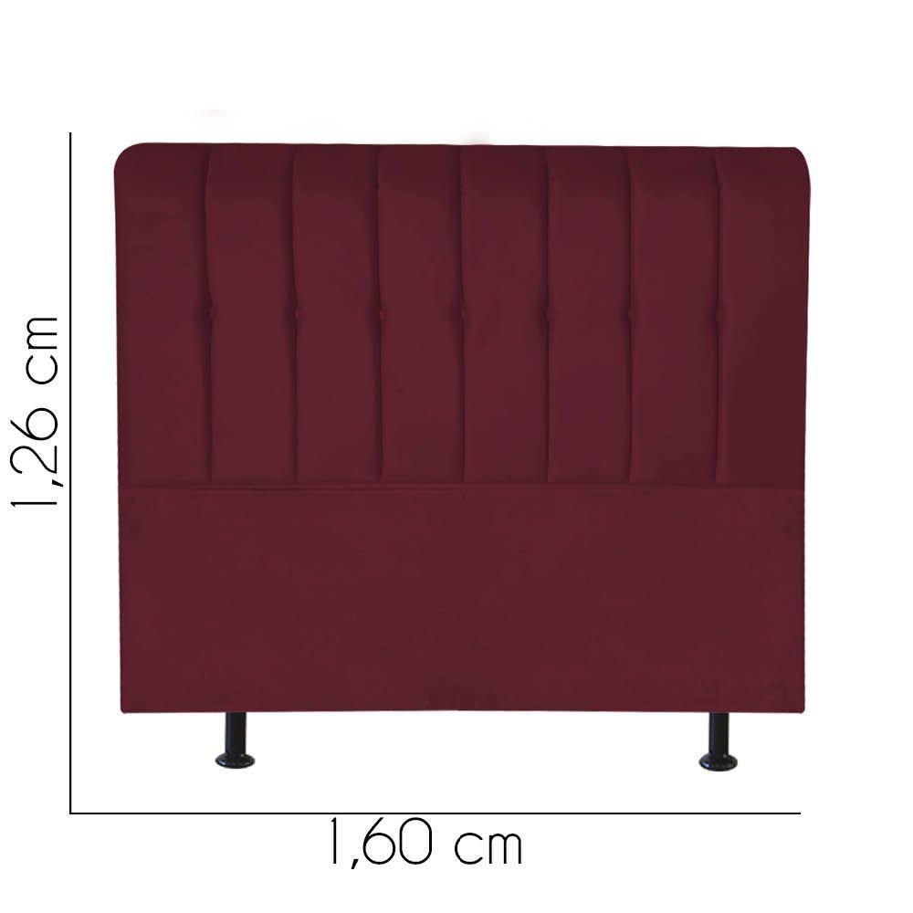 Cabeceira Estofada Kiara 160cm Queen Size Box Quarto Suede Bordô - Gat Magazine - 2