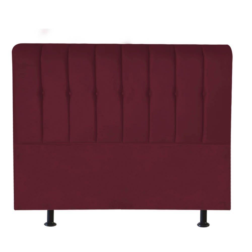 Cabeceira Estofada Kiara 160cm Queen Size Box Quarto Suede Bordô - Gat Magazine - 3