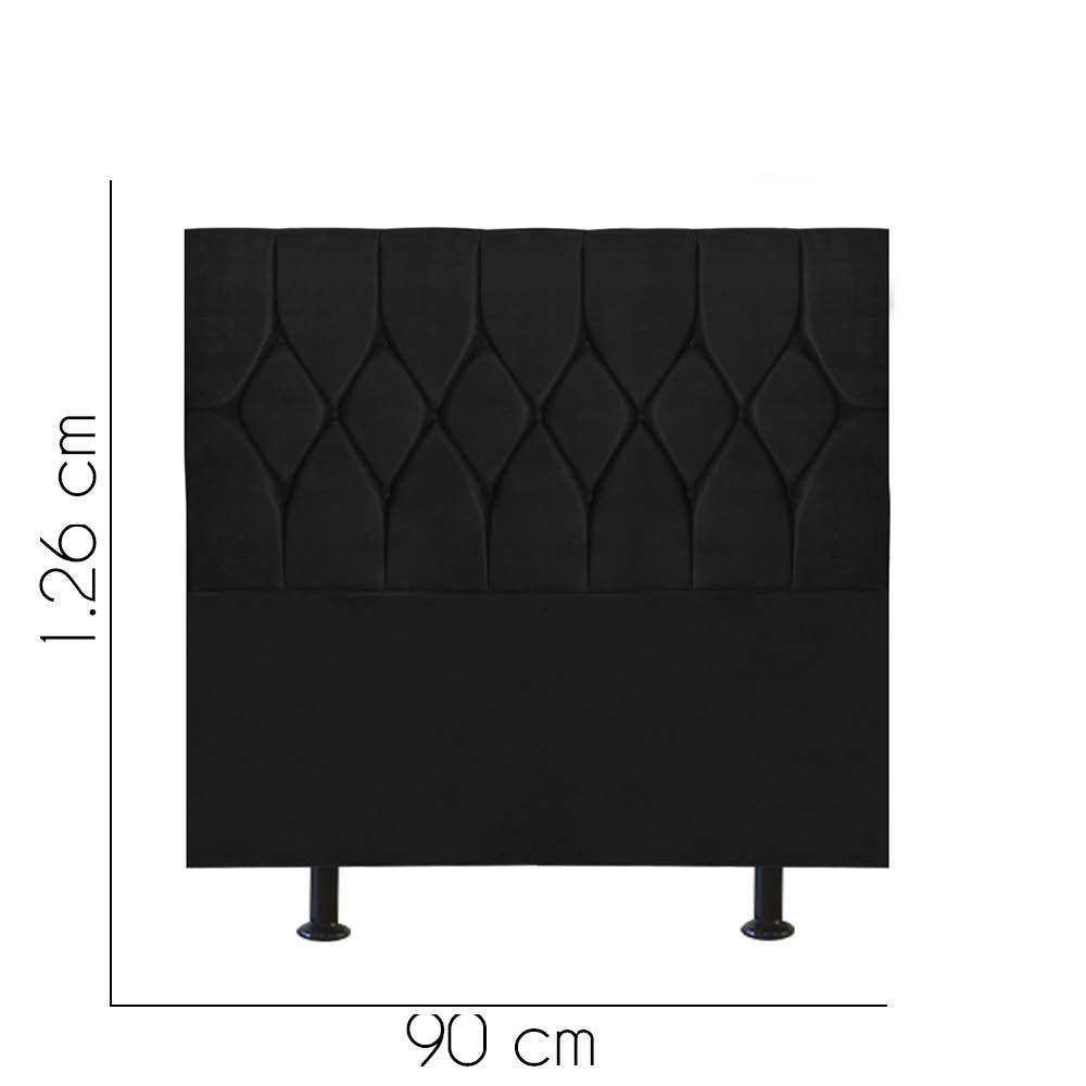 Cabeceira Estofada Istambul Capitonê 90cm Solteiro Box Quarto Suede Preto - Gat Magazine - 2