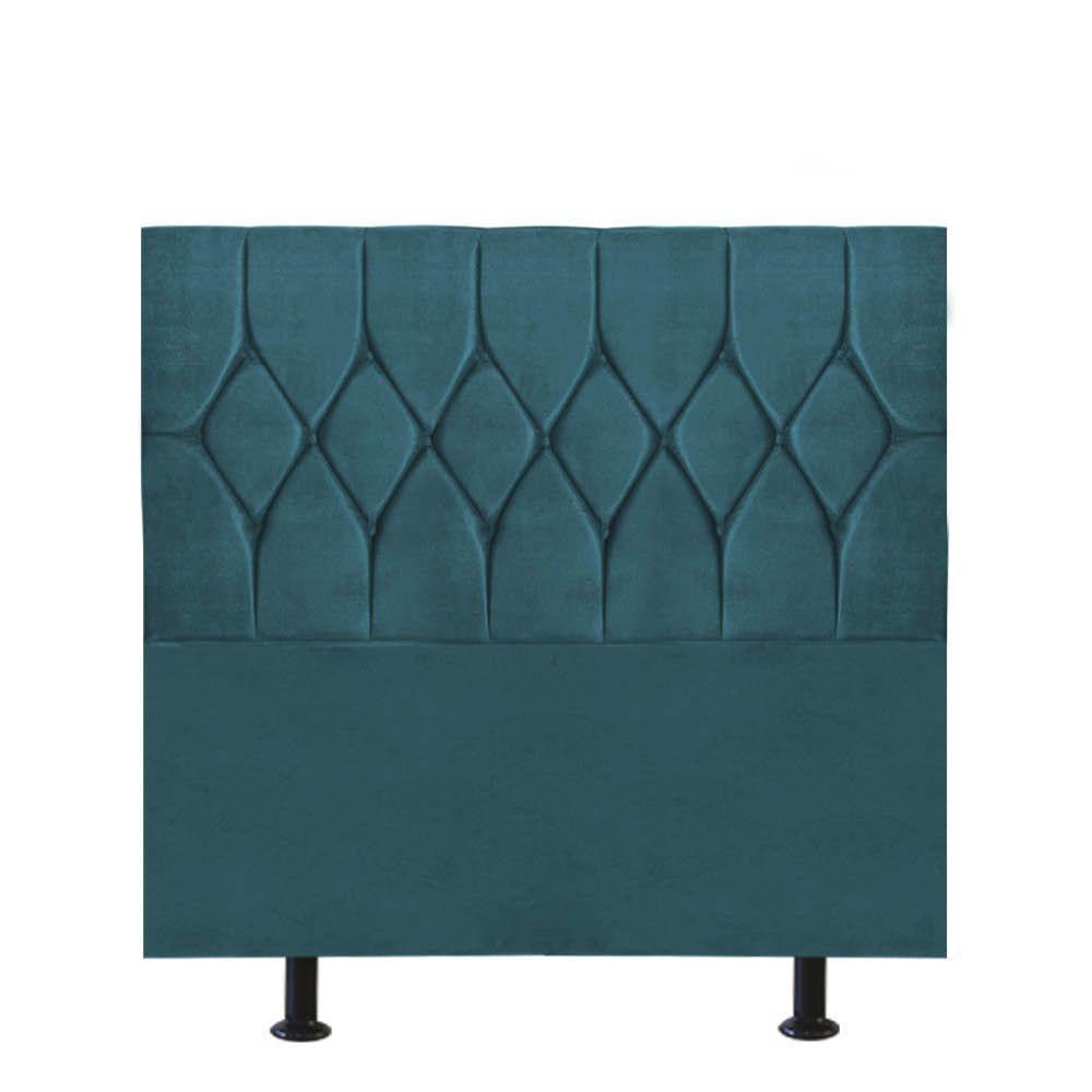 Cabeceira Estofada Istambul Capitonê 90cm Solteiro Box Quarto Suede Azul Turquesa - Gat Magazine - 1