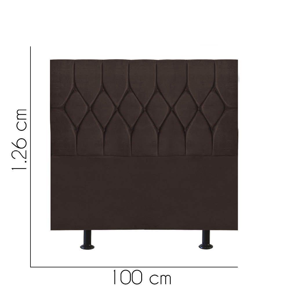 Cabeceira Estofada Istambul Capitonê 100cm Solteiro Box Quarto Suede Marrom - Gat Magazine - 2