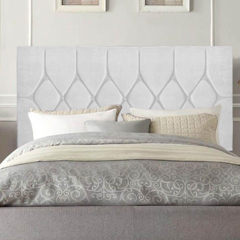 Cabeceira Estofada Istambul Capitonê 160cm Queen Size Box Quarto Suede Branco - Gat Magazine - 1