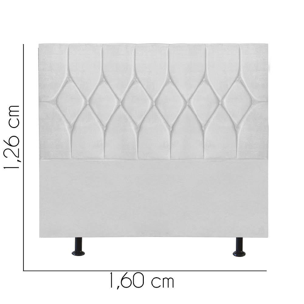 Cabeceira Estofada Istambul Capitonê 160cm Queen Size Box Quarto Suede Branco - Gat Magazine - 3