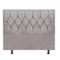 Cabeceira Estofada Istambul Capitonê 140cm Casal Box Quarto Suede Cinza Claro - Gat Magazine - 1