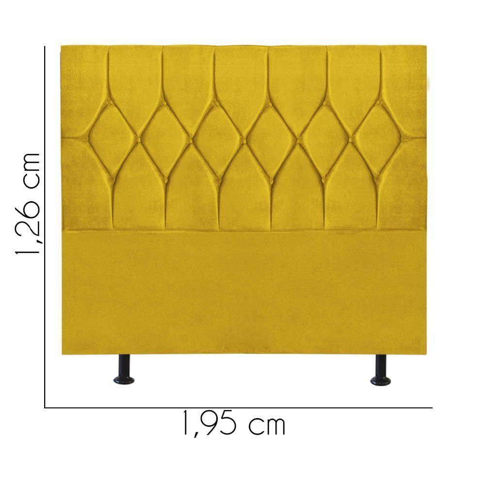 Cabeceira Estofada Istambul Capitonê 195cm King Size Box Quarto Suede Amarelo - Gat Magazine - 2