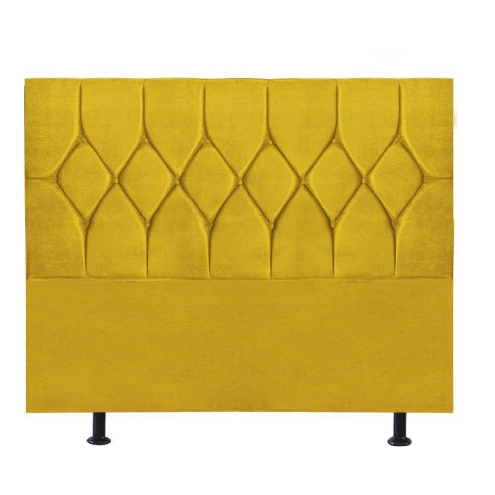 Cabeceira Estofada Istambul Capitonê 195cm King Size Box Quarto Suede Amarelo - Gat Magazine - 3
