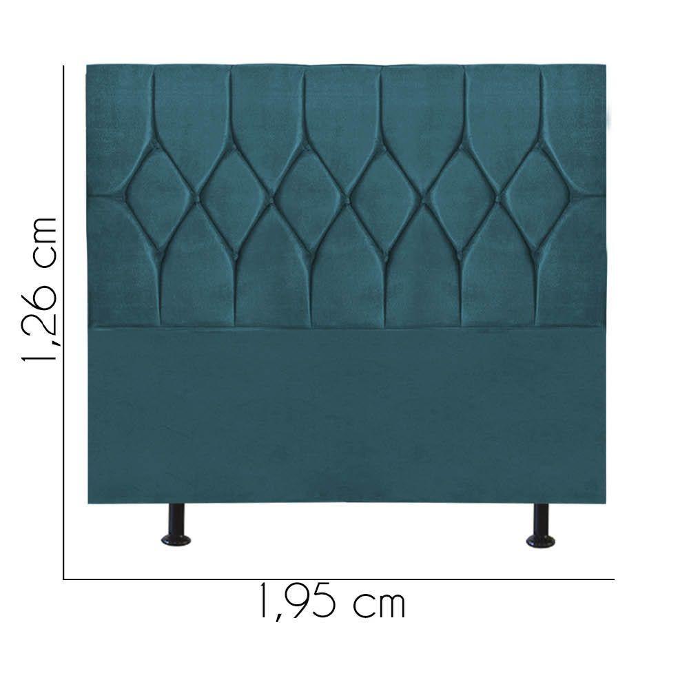 Cabeceira Estofada Istambul Capitonê 195cm King Size Box Quarto Suede Azul Turquesa - Gat Magazine - 2