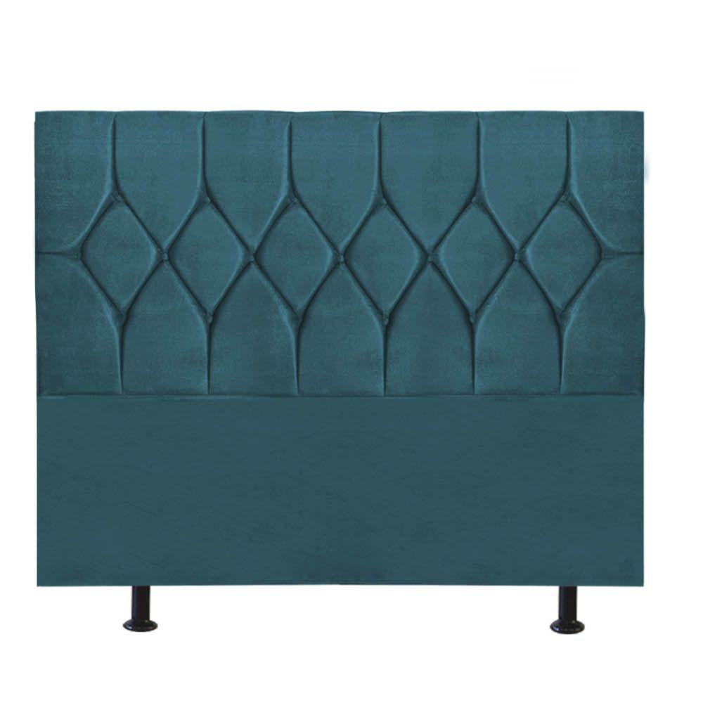 Cabeceira Estofada Istambul Capitonê 195cm King Size Box Quarto Suede Azul Turquesa - Gat Magazine - 3
