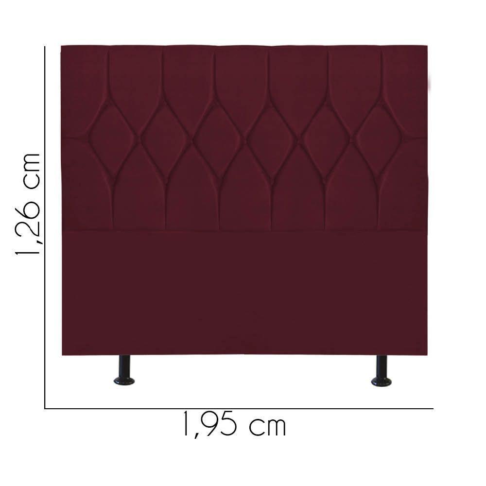 Cabeceira Estofada Istambul Capitonê 195cm King Size Box Quarto Suede Bordô - Gat Magazine - 2