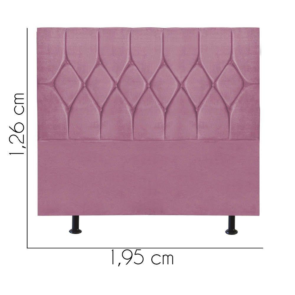 Cabeceira Estofada Istambul Capitonê 195cm King Size Box Quarto Suede Rosa Bebê - Gat Magazine - 2