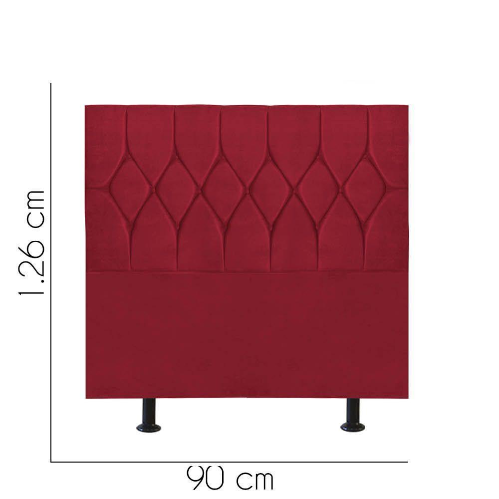Cabeceira Estofada Istambul Capitonê 90cm Solteiro Box Quarto Suede Vermelho - Gat Magazine - 2