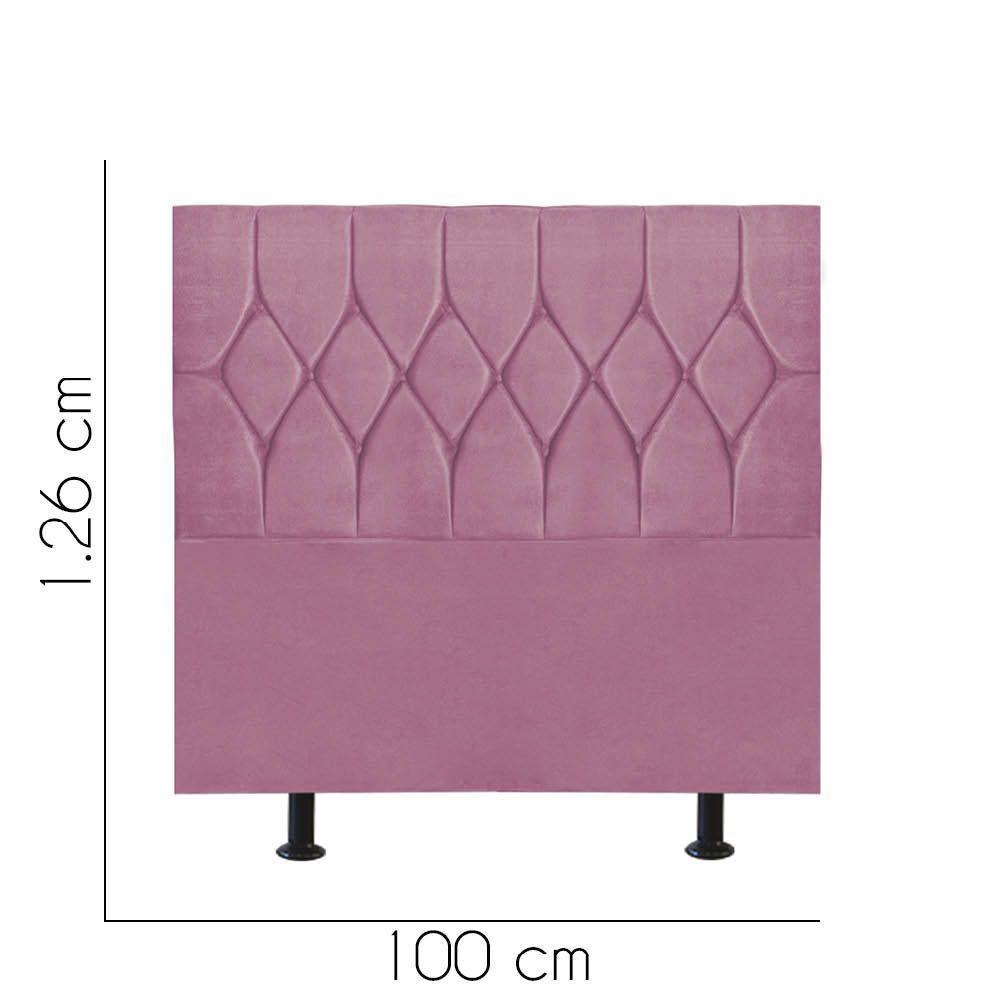 Cabeceira Estofada Istambul Capitonê 100cm Solteiro Box Quarto Suede Rosa Bebê - Gat Magazine - 2