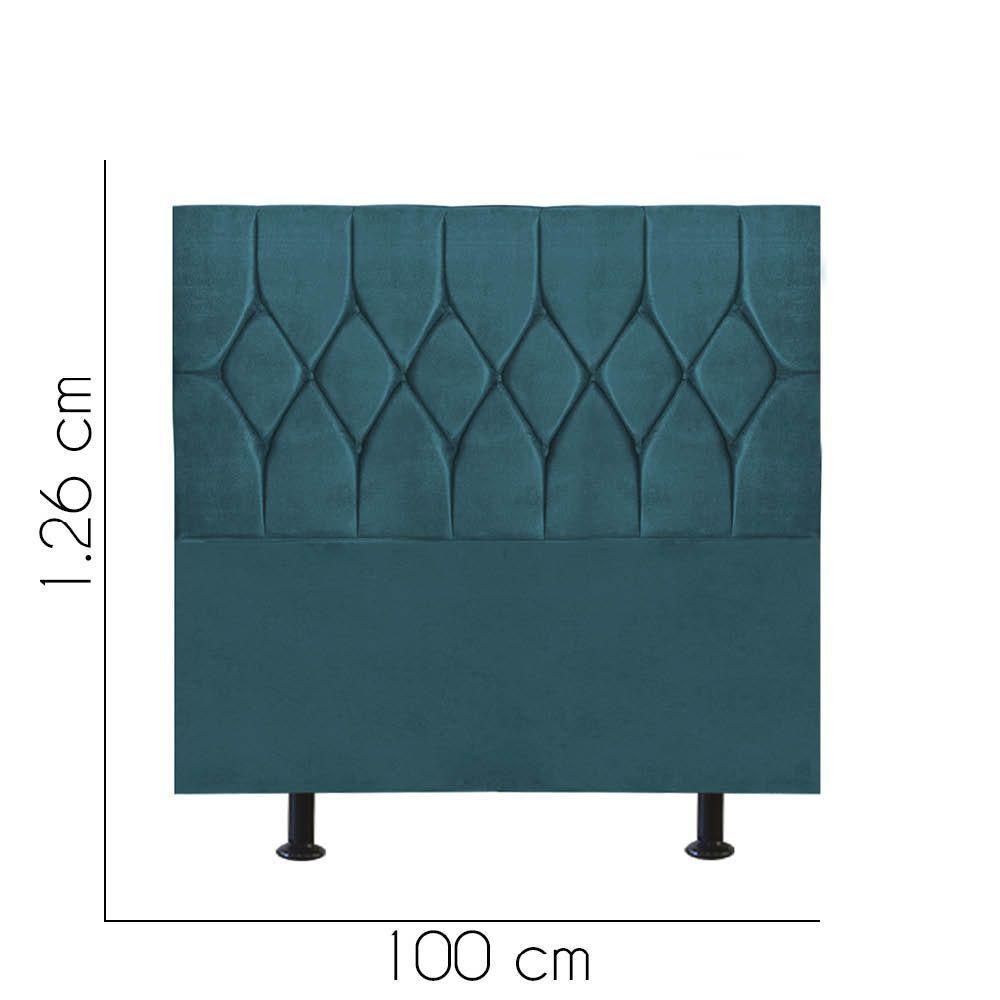 Cabeceira Estofada Istambul Capitonê 100cm Solteiro Box Quarto Suede Azul Turquesa - Gat Magazine - 2