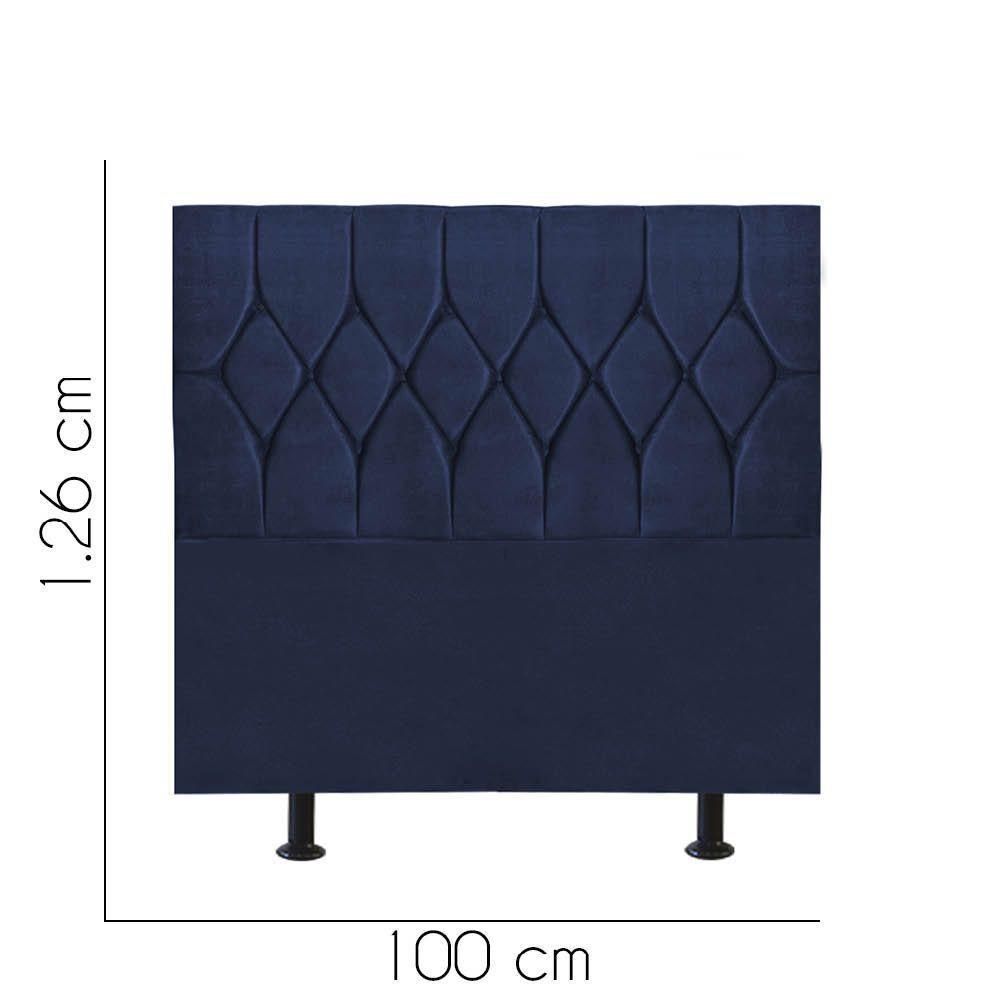 Cabeceira Estofada Istambul Capitonê 100cm Solteiro Box Quarto Suede Azul Marinho - Gat Magazine - 2