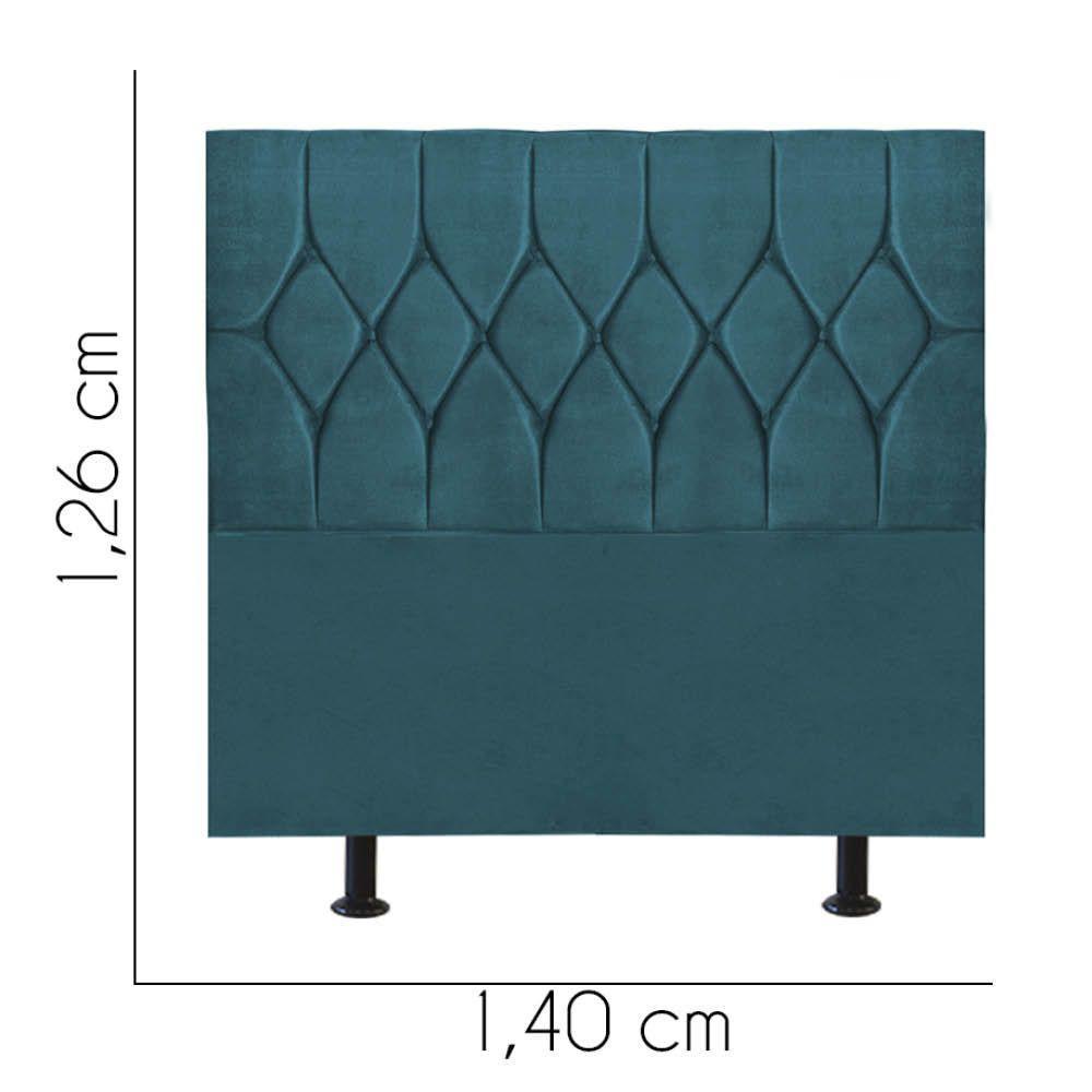 Cabeceira Estofada Istambul Capitonê 140cm Casal Box Quarto Suede Azul Turquesa - Gat Magazine - 2