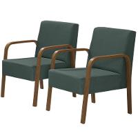 Kit 2 Poltronas Decorativas 1 Lugar Luna Braço Madeira D Salla Suede - 1