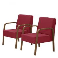 Kit 2 Poltronas Decorativas 1 Lugar Luna Braço Madeira D Salla Suede - 1