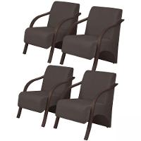 Kit 4 Poltronas Decorativas 1 Lugar Vênus Braço Pé Madeira D Salla Suede - 1