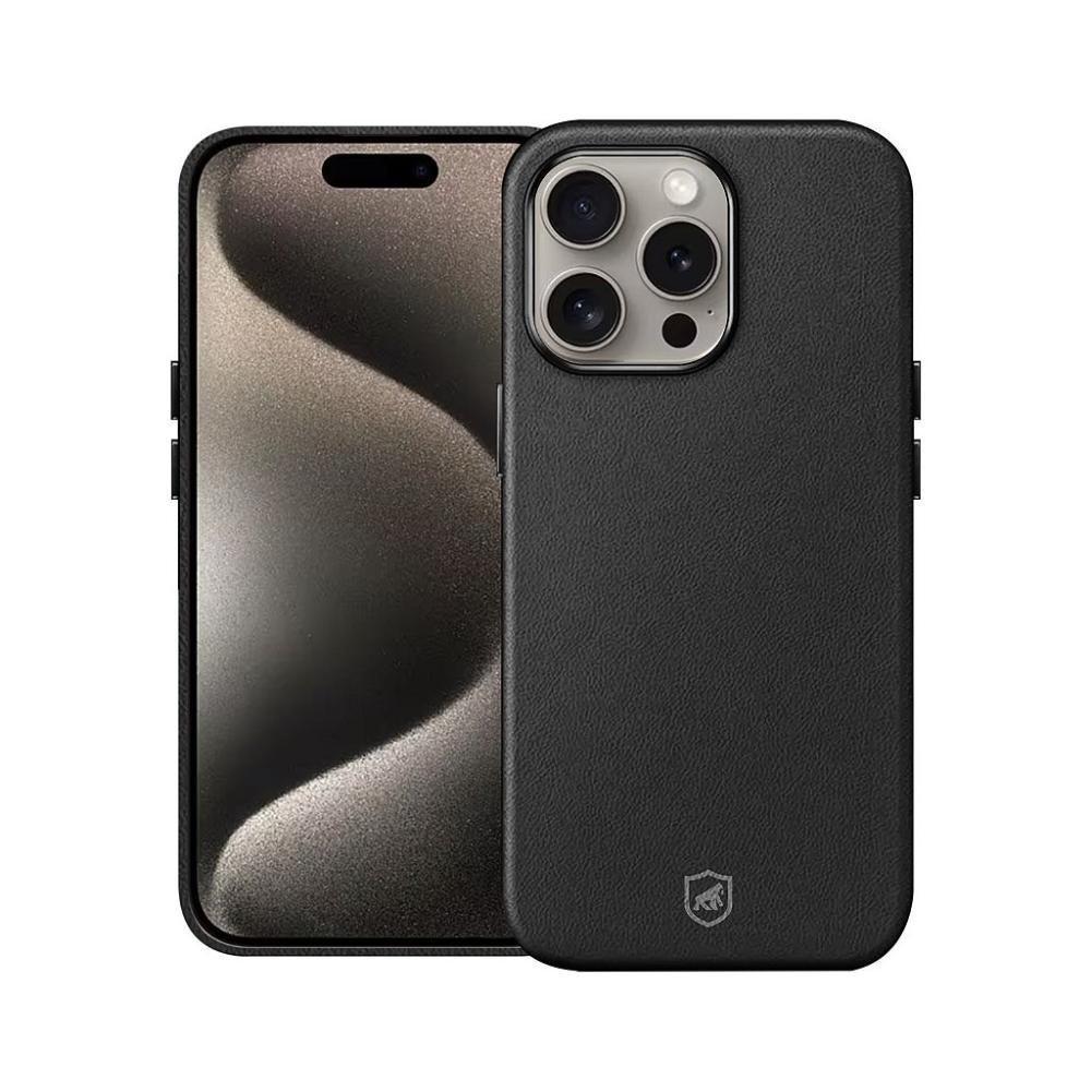 Capa Para Iphone 15 Pro - Couro Dual Magsafe - Preta - Gshield - 1