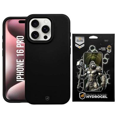 Kit Capa Silicon Premium E Película Hydrogel Hd Para Iphone 16 Pro - Gshield